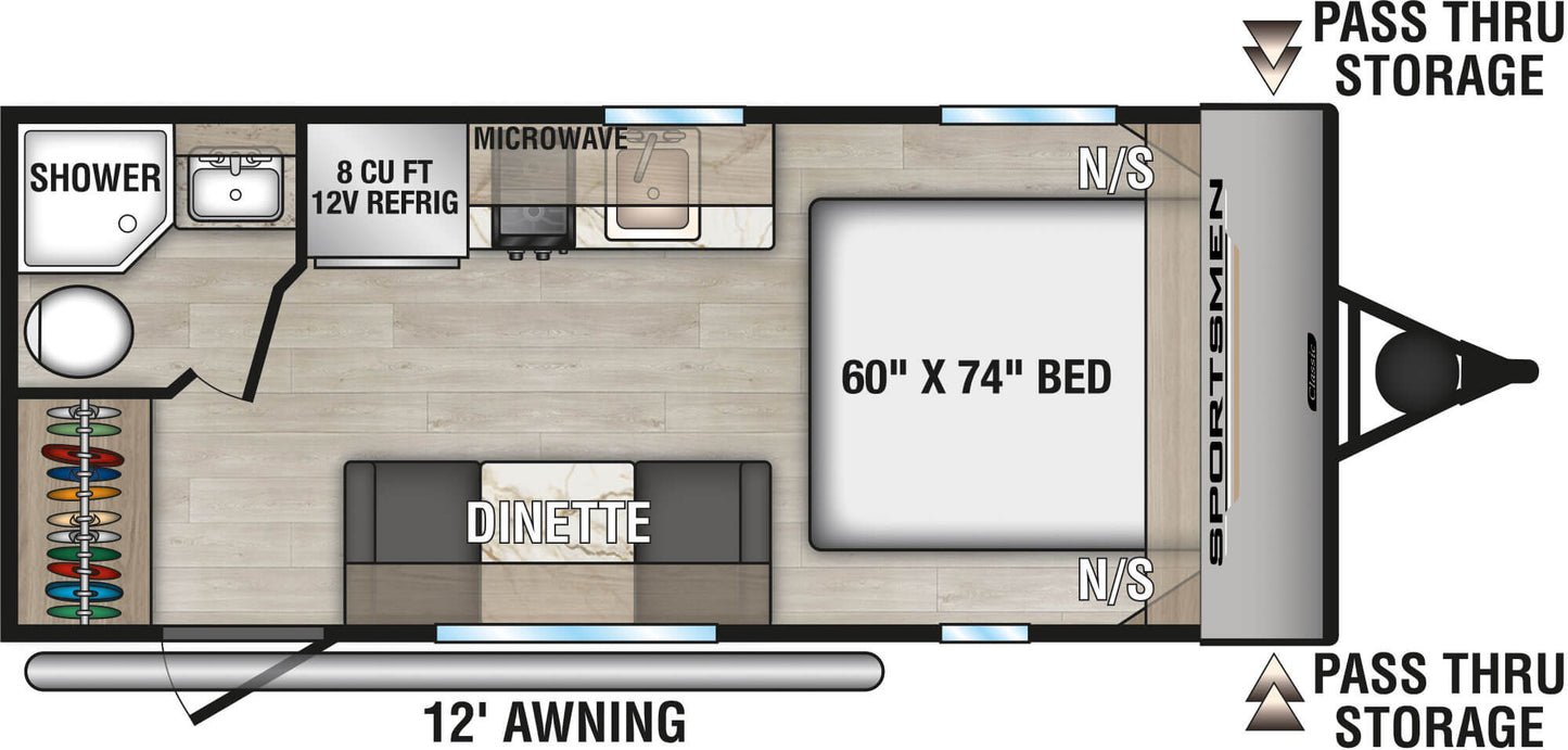 KZ RV Sportsmen Classic - 160QB Floorplan - Travel Trailer - 22 ft - 2025 Edition