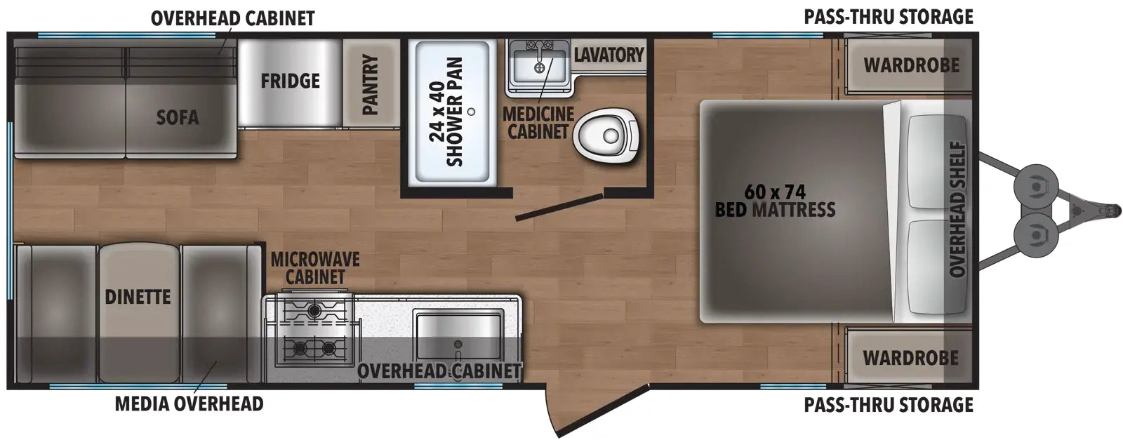 Forest River Shasta Oasis I-5 - 521CK Floorplan - Travel Trailer RV - 25 ft - 2025 Edition.