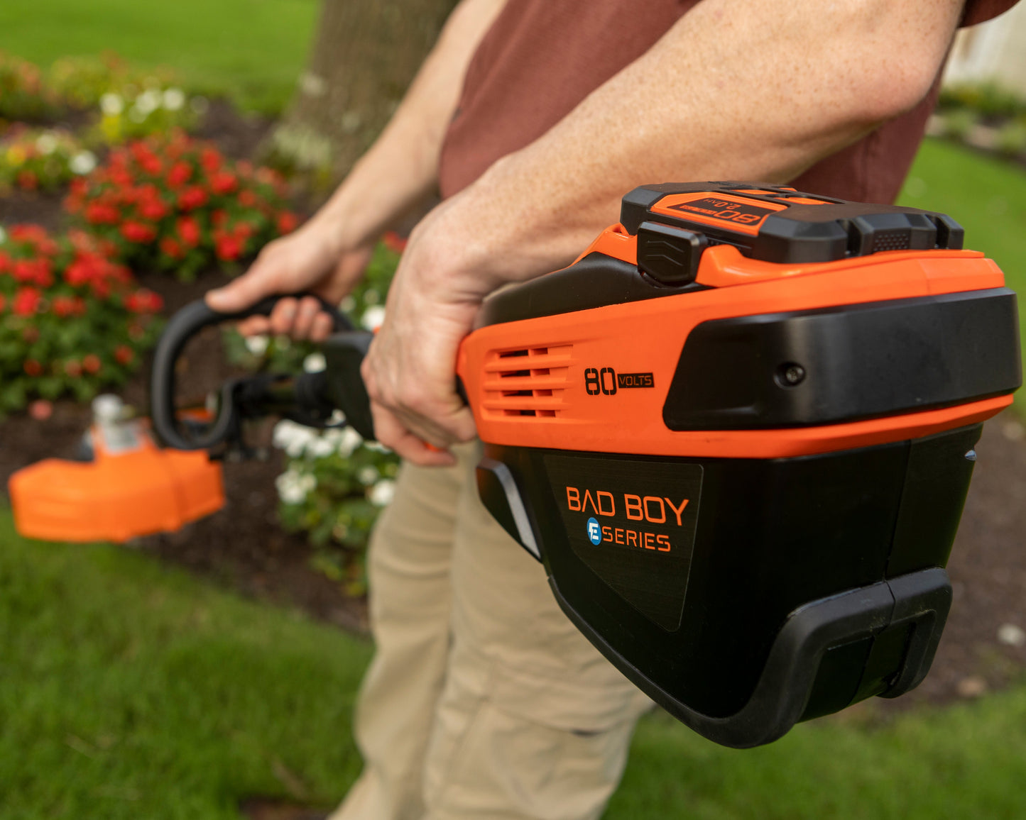Bad Boy E-Series - 80V Weed String Trimmer + 2AH Battery + Charger - 80-Volt Brushless - Commercial Series - Part # 088-7505-00.