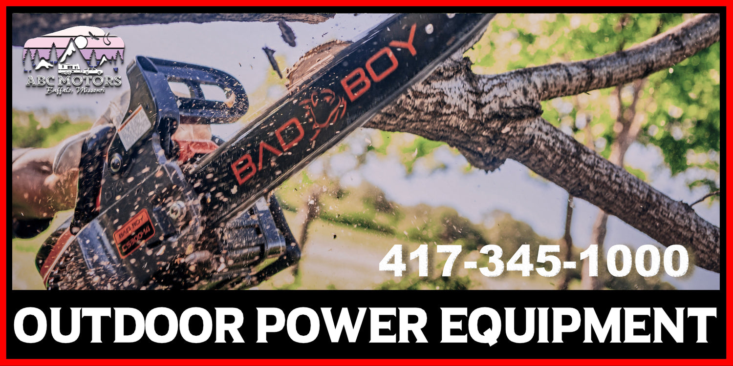 ABC Motors sells outdoor power equipment like weed trimmers, chain saws and hedge trimmers. 