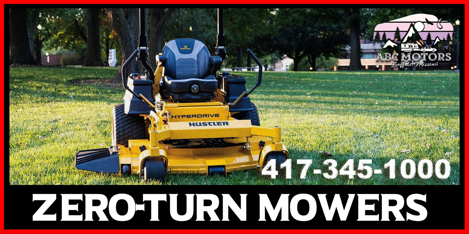 ABC MOTORS sells riding lawn mowers including brands like Hustler Turf, Bad boy mowers, and Spartan Mowers