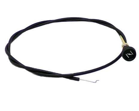 Black cable with a metal connector on a white background