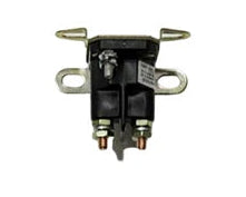 A small black electrical or automotive switch component with metal mounting tabs and two copper-colored terminal posts, shown on a plain white background.