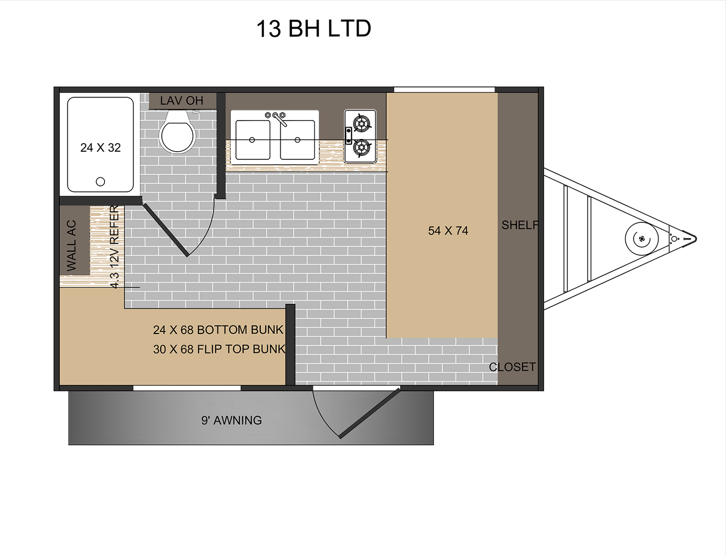 Sunset Park RV Sun Lite - 13BH Floorplan - Travel Trailer RV - 2025 Edition