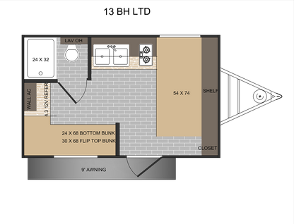 Sunset Park RV Sun Lite - 13BH Floorplan - Travel Trailer RV - 13 ft - 2025 Edition