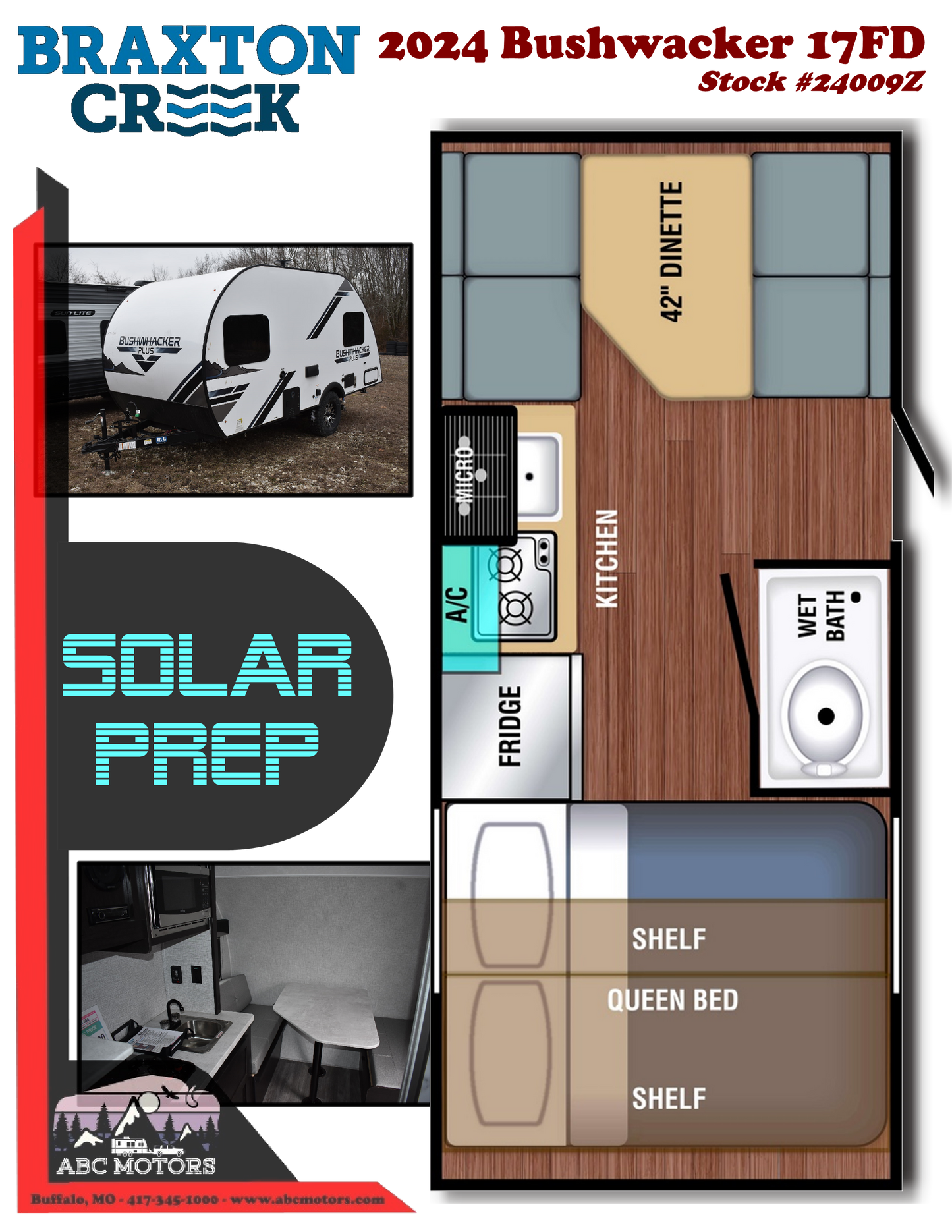 Braxton Creek Bushwhacker-  17F Floorplan- Travel Trailer RV - 2024 Edition