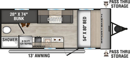KZ RV Sportsmen Classic - 180BH Floorplan - Travel Trailer -  2025 Edition
