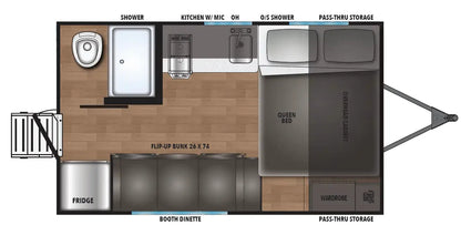 Forest River Shasta Oasis Compact - 16BH Floorplan - Travel Trailer RV - 17 ft - 2025 Edition