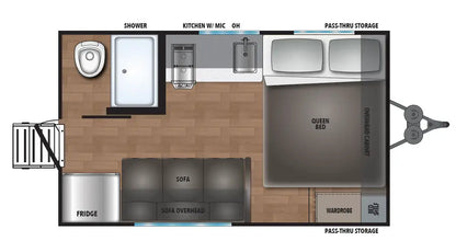 Forest River Shasta Oasis Compact - 16RE Floorplan - Travel Trailer RV - 17 ft - 2025 Edition