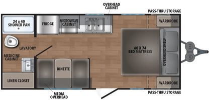Forest River Shasta Oasis - 18FQ Floorplan - Travel Trailer RV - 23 ft - 2024 Edition