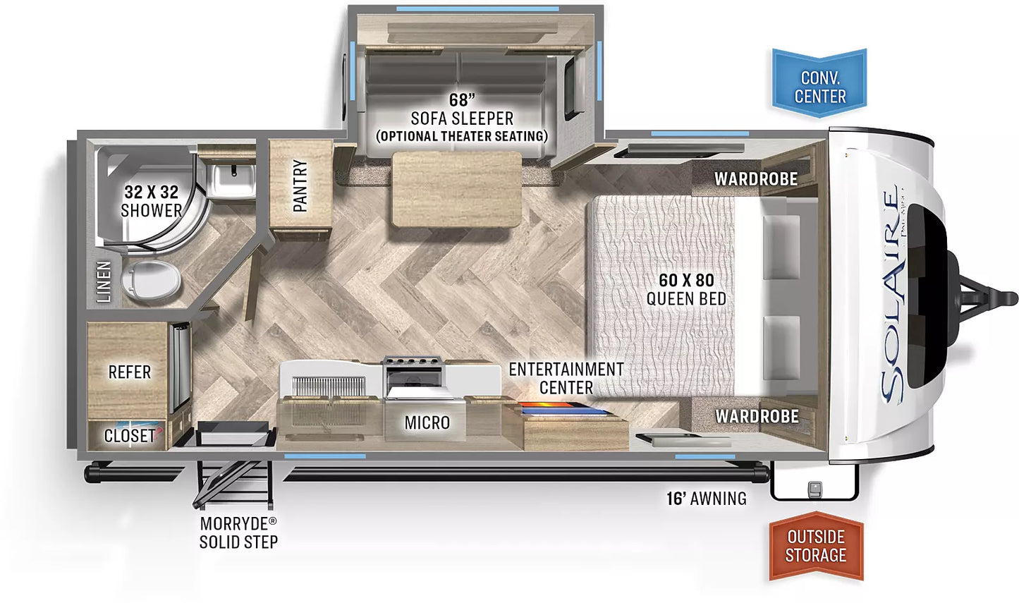 Forest River Palomino RV - SolAire Ultra Lite - 208SS Floorplan - Travel Trailer RV - 2024 Edition