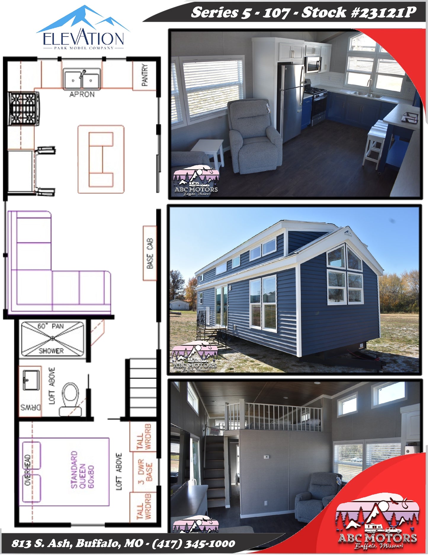 Elevation Park Model RV - Series 5 - 107 Floorplan - Travel Trailer RV - 2024 Edition