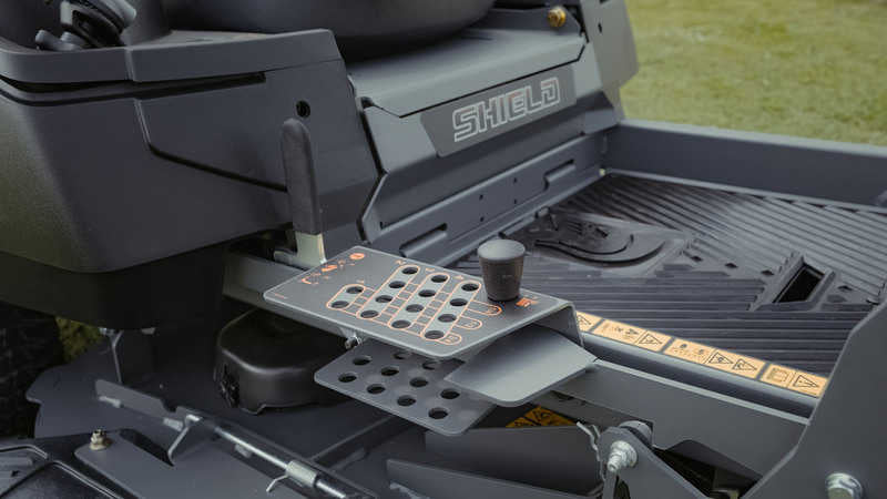 Close-up of a Shield brand grill with control panel