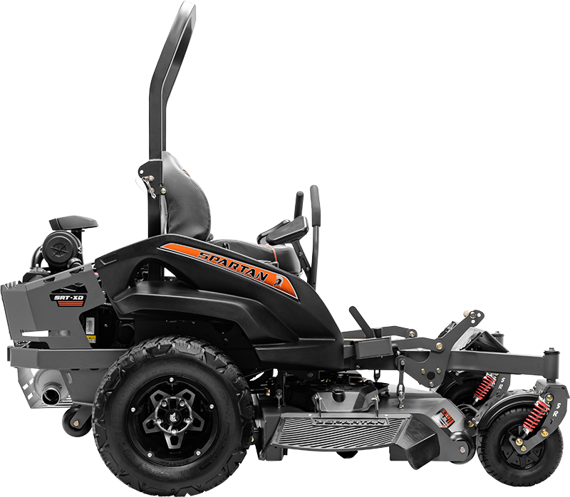 Zero-turn lawn mower with 'Spartan' branding on a white background