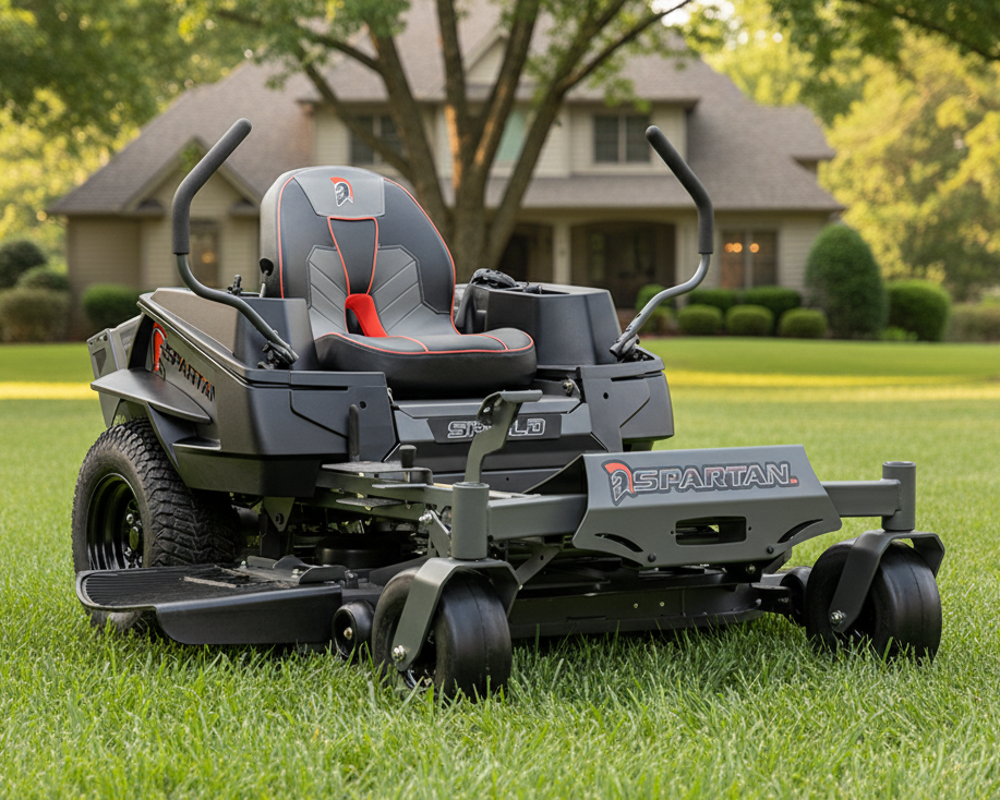 Spartan zero-turn lawn mower on a white background