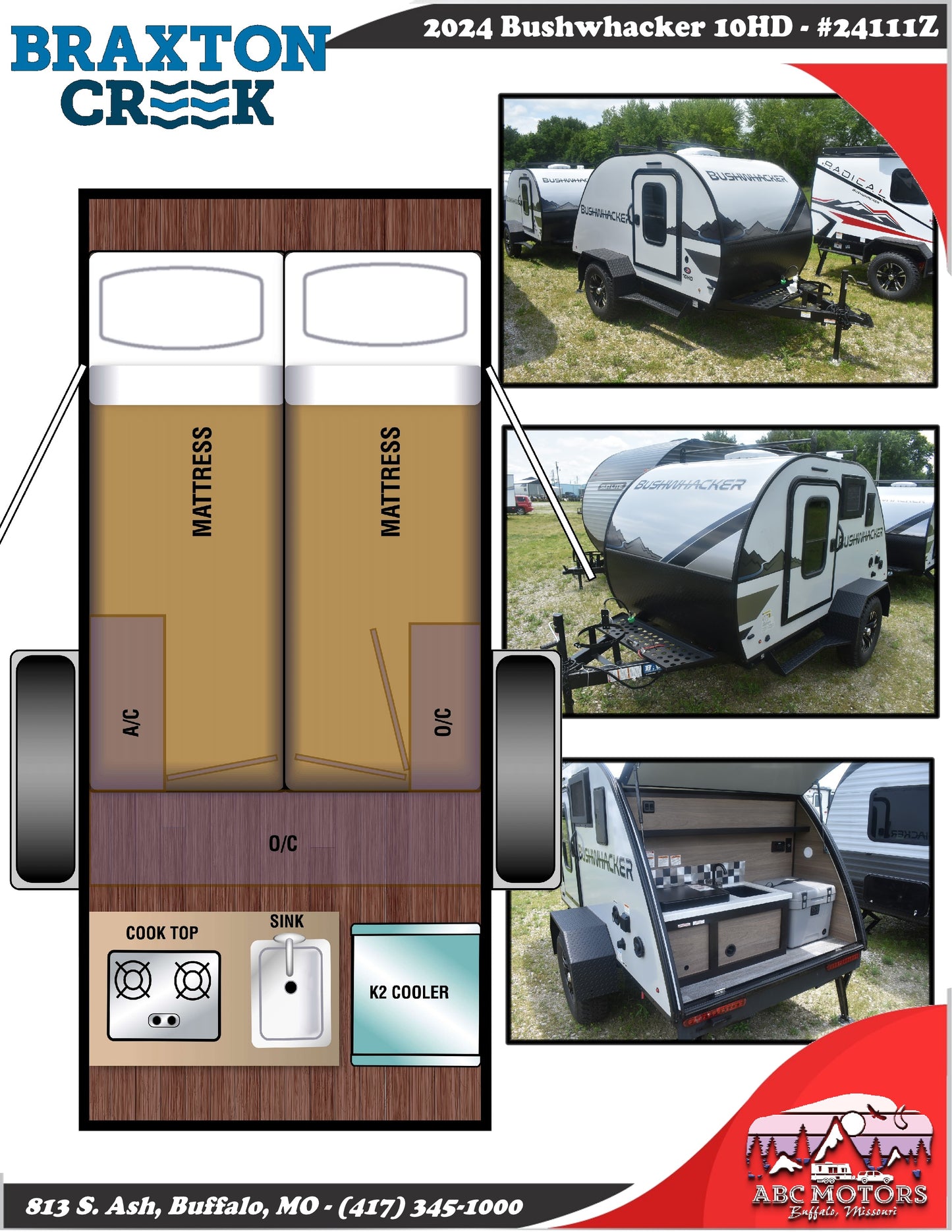 Braxton Creek Bushwhacker - 10HD Floorplan - Travel Trailer RV - 2024 Edition