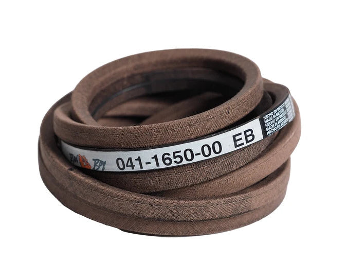 Brown belt with a label on a white background