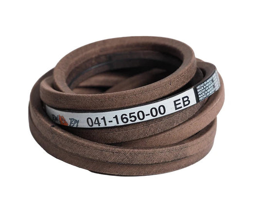 Brown belt with a label on a white background