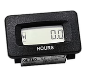 A black digital hour meter or battery level indicator with an LCD display showing '00' and the word 'HOURS' printed on the front.