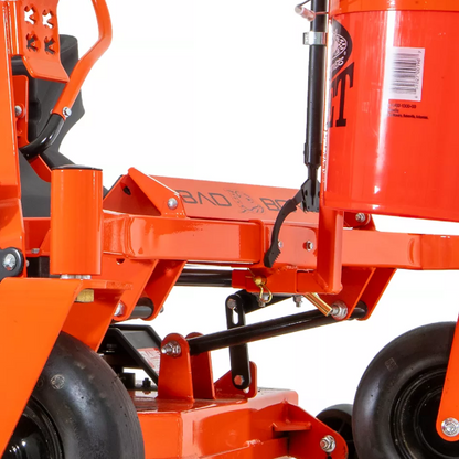 Orange bad boy mower showing 1" receiver hitch.