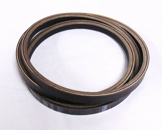 A coiled black rubber belt with a brown textured inner layer, photographed on a plain white background.